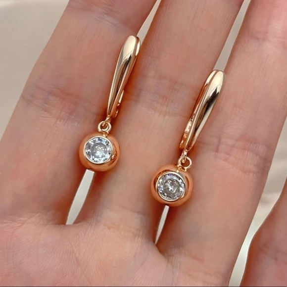 NEW Diamond Drop Rose Gold Earrings - Picture 9 of 11
